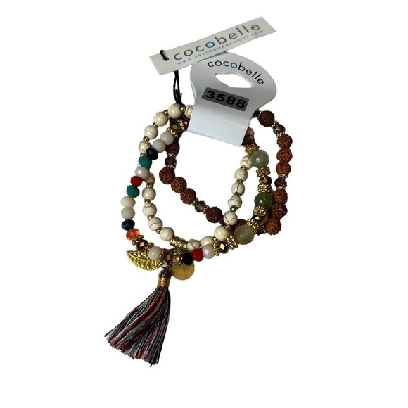 Cocobelle Trio of Beaded Strands Bracelet w/ a Tassel & Charm Accents - Picture 9 of 10